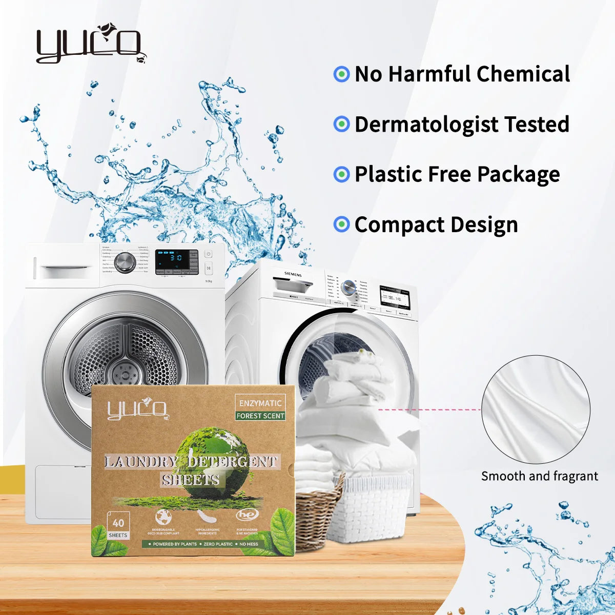 Factory Wholesale Condensed Eco Friendly Laundry Sheets No Fluorescent Agent Biodegradable Forest Scent Laundry Detergent Str