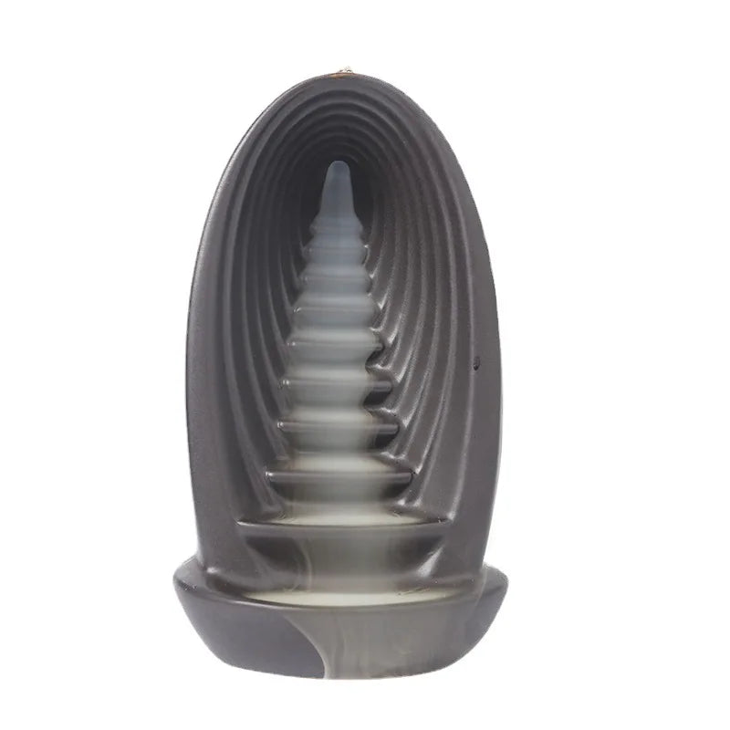Ceramic Chinese Zen Style Buddha Statue Backflow Incense Burner Vintage Style Ceramic Smoke Waterfall Backflow Incense Burner