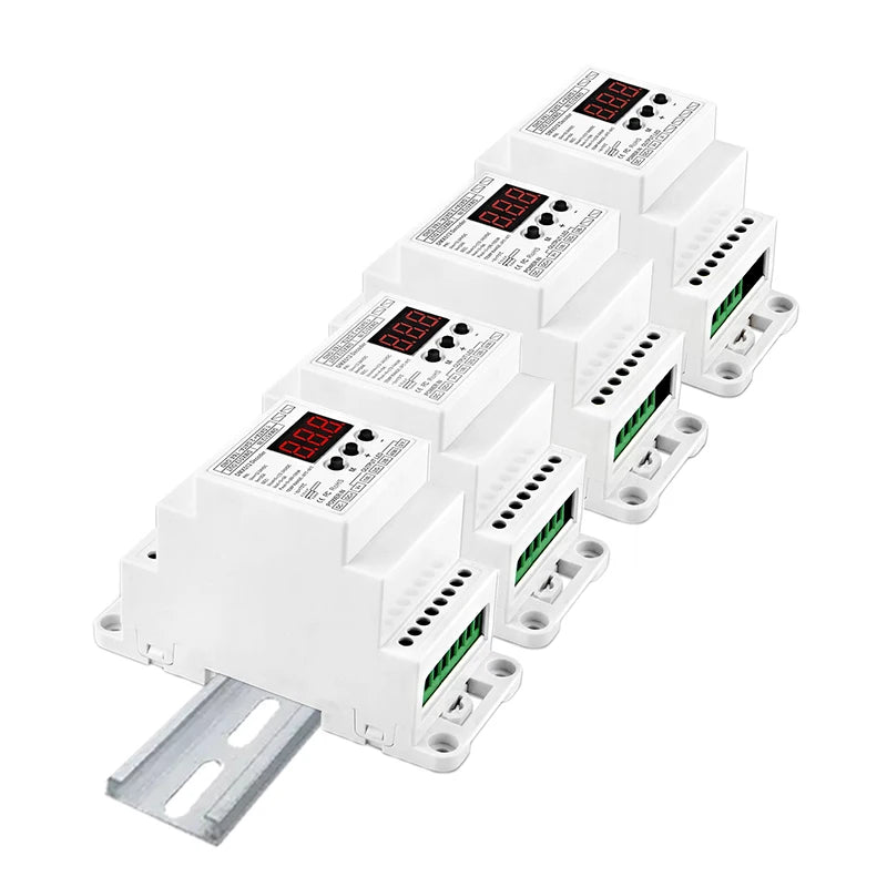 Lebeisenf DIN-Rail DMX Decoder DC 12-24V 1CH-5CH DMX512/1990 Constant Voltage PWM Dimming Signal Output Converter 600W Max Lo