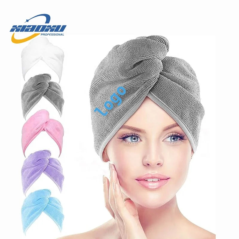 Custom Logo Personalized Microfiber SPA Women's Super Absorbent Quick Dry Soft Turban Twist Wrap Hair Towel