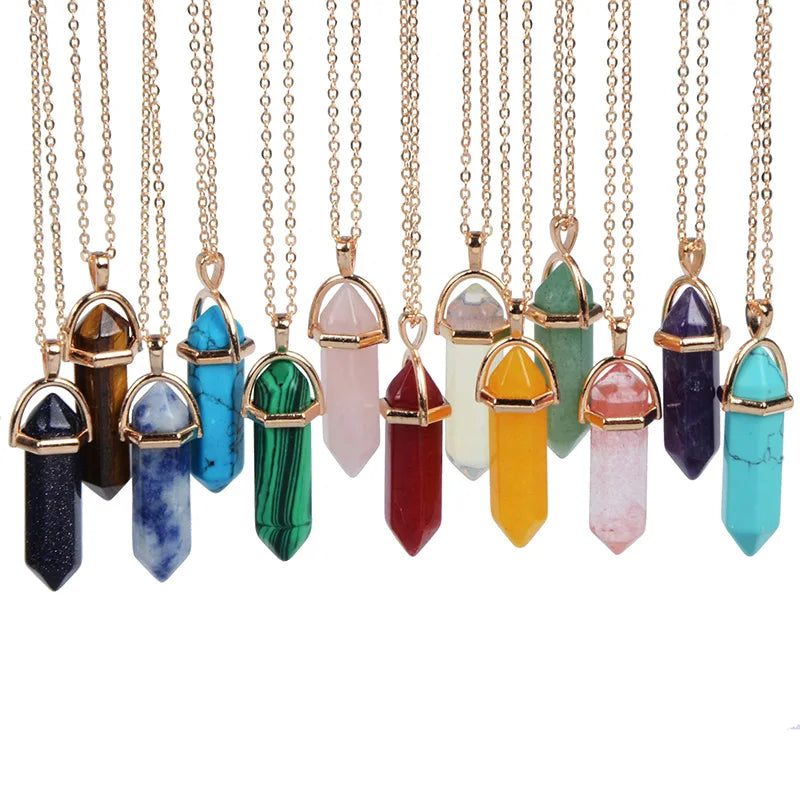 Bullet Shape Crystal Pendant Necklace for Women