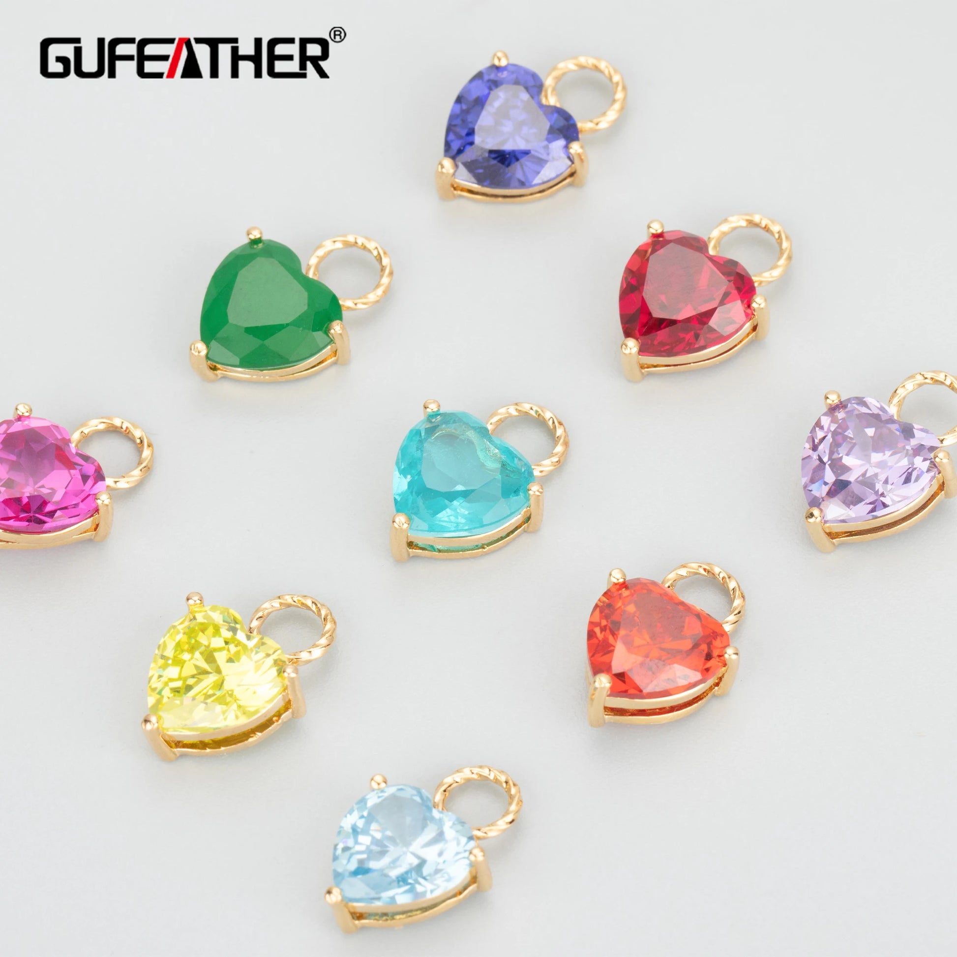 MB62 1pcs/lot 18k Gold Plated Nickel Freecopperzircon Heart Shape DIY Pendant Jewelry Accessories in Bag