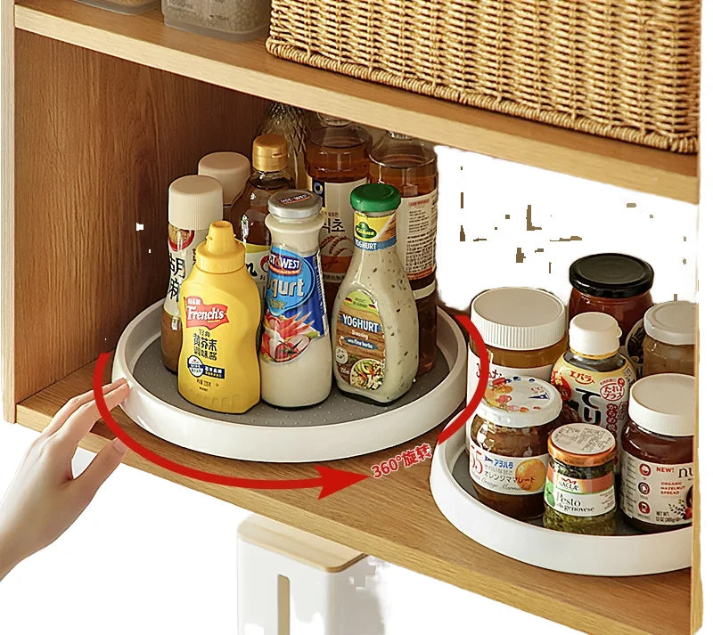 360 Kitchen Rotating Storage Rack Condiment Turntable Storage Tray Multi-functional Tabletop Cosmetics Storage Rack