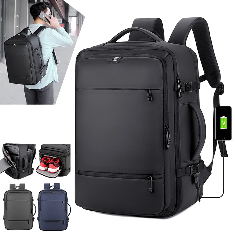 Custom Logo Polyester Laptop Backpacks USB Charging Zipper Closure Waterproof Large Capacity for Daily Business Use