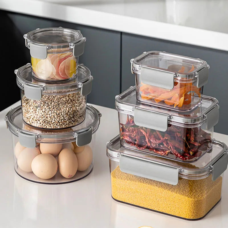 1.85L Transparent Glass Food Grade Airtight Multifunction Dry Cereal Storage Containers Plastic Sealed Lids for Sugar Flour