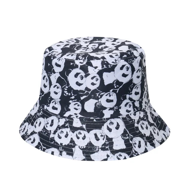 2026 Spring and Summer Wide Brim Fisherman Custom Design Logo Cool Printed Panda Bucket Hat