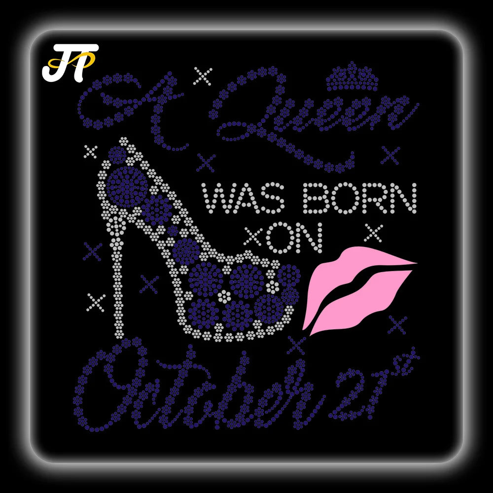 Rhinestone Heat Transfers 3D Custom Personalized Hat Heart Shaped Hot-Fix Iron on Bling for Gifts Apparel Clothing Bags Craft
