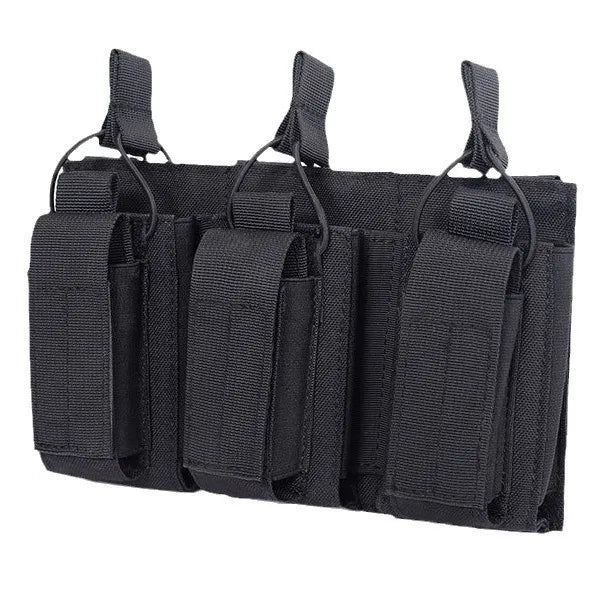 5.56 Triple Magazine Pouch with Flashlight Holder Tactical MOLLE Ammo Carrier for Plate Carrier/Vest Heavy Duty Dual Layer