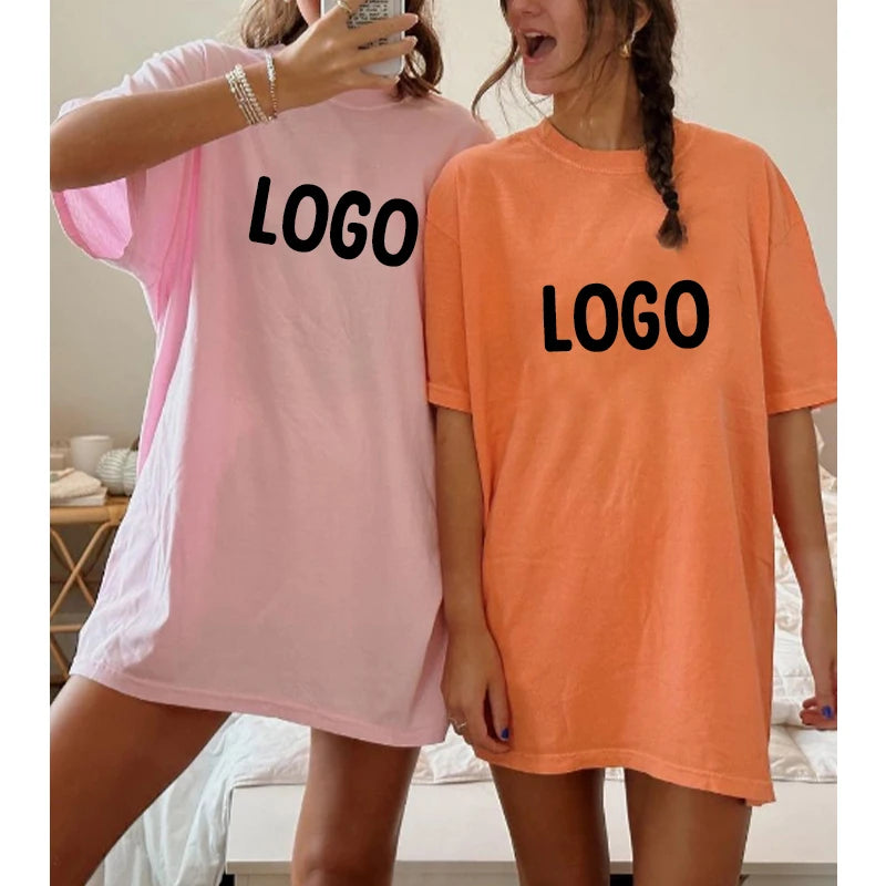 F240122 OEM/ODM Custom T Shirt Printing Logo Girl T Shirt Oversized Plus Size Heavyweight 100% Cotton T Shirt for Women
