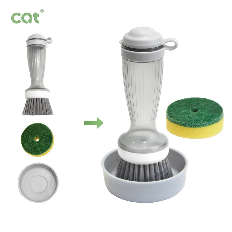 Hot Selling Plastic Kitchen Cleaning Tool Replaceable Foam Palm Brush for Pressing Soap Dispensing Dishwashing Dish Pot Dishe