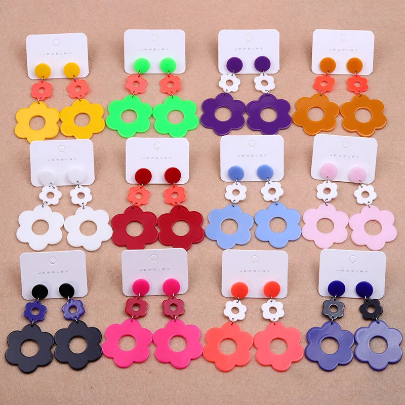 Wholesale Cheap Jewelry Earring Fashion Acrylic Flower Shape Drop Earring for Girls