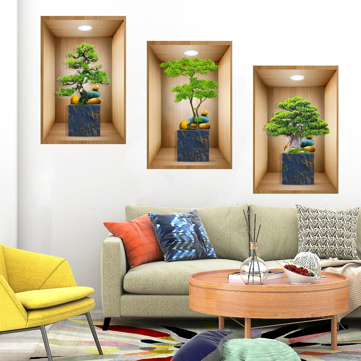 Green Plant Flowers Potting Wall Stickers Bedroom Living Room Decoration Mural Wallpaper Self-adhesive Stickers