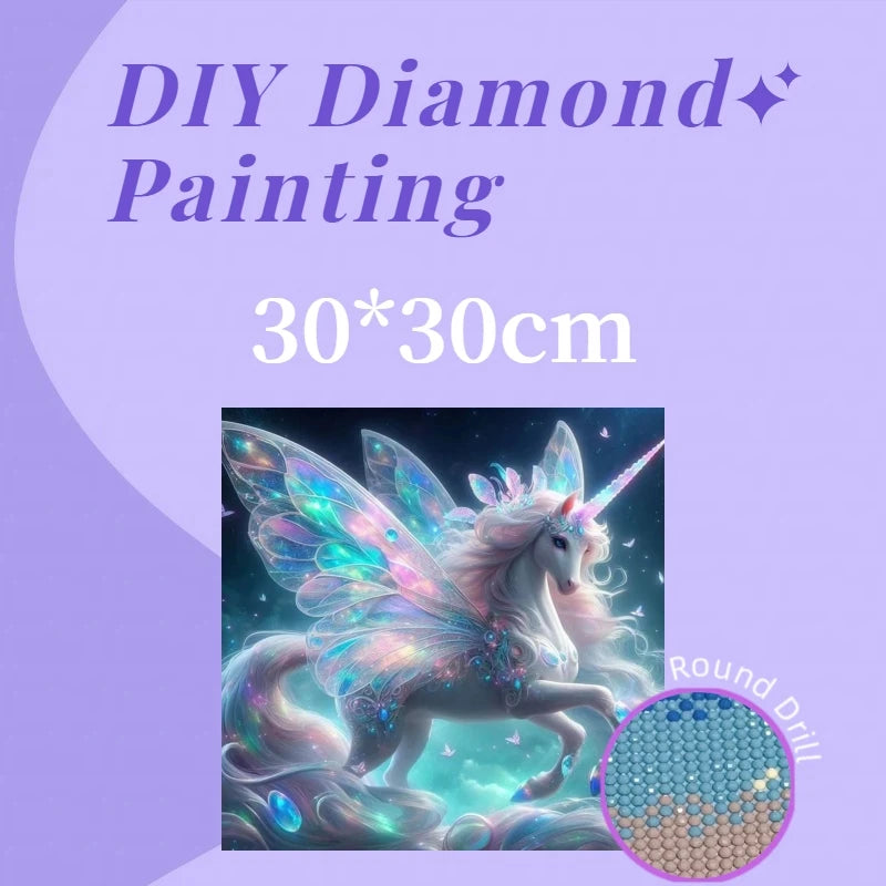 1PC 30x30cm DIY Unicorn Wall Decor Diamond Painting Full Round 5D Acrylic Drill Modern Diamond Painting Kit for Beginner