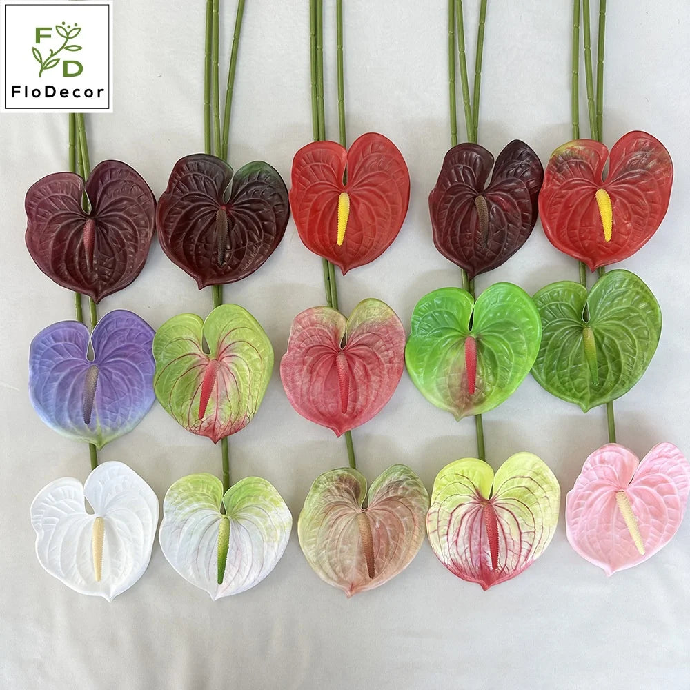 Wholesale 60CM Artificial Anthurium Flowers Soft Plastic Real Touch for Home Wedding Party Decoration Table Center Piece