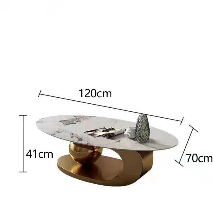 Nodric Modern Stainless Steel Coffee Table with Slate Top New Design Center Table for Home or Hotel for Living Room Use