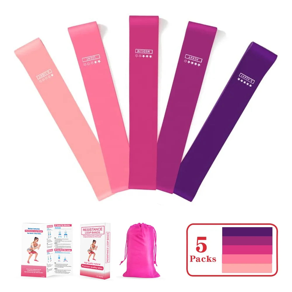 Zakerda Elastic Loop Latex 5-Level Resistance Bands for Yoga Hip Booty Workout Home Gym Fitness Body Building