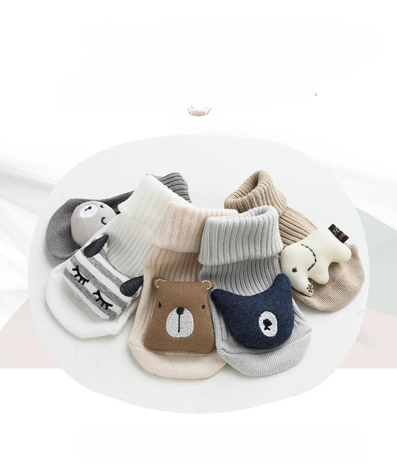 New Baby Toddler Girls Anti-Slip Knee-High Long Soft Cotton Animal Print Slip-On Socks Silicone Grip Knitted Techniques for
