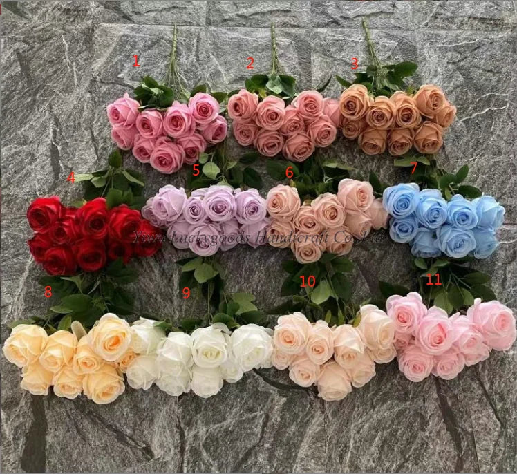 Luckygoods JH220134 Wholesale Yellow Artificial Flowers Silk Flower Branches Decor Wedding Silk Roses Artificial Flowers