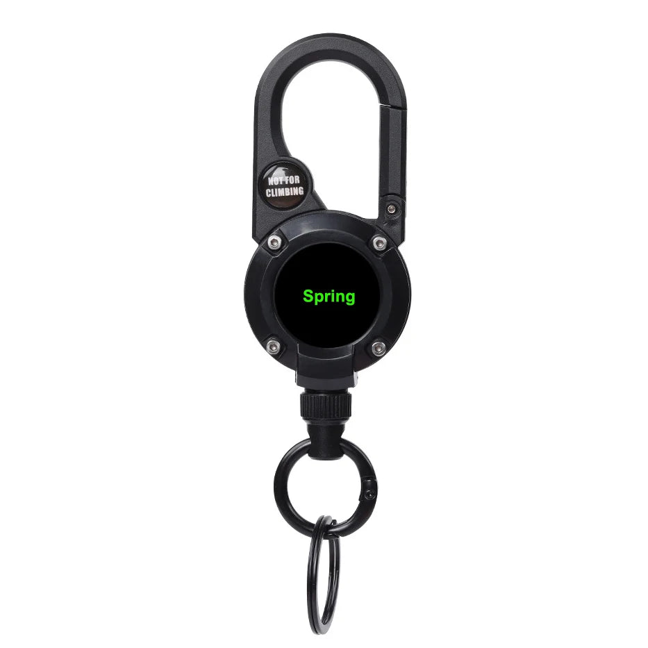 Automatic Retractable Buckle Badge Holder Keychain Backpack Clip with Compass Carabiner New Keychain Accessory