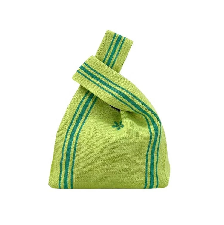 Stylish Striped Polyester Knitted Small Handled Fashion Shopping Bags Joycarry 20-30cm