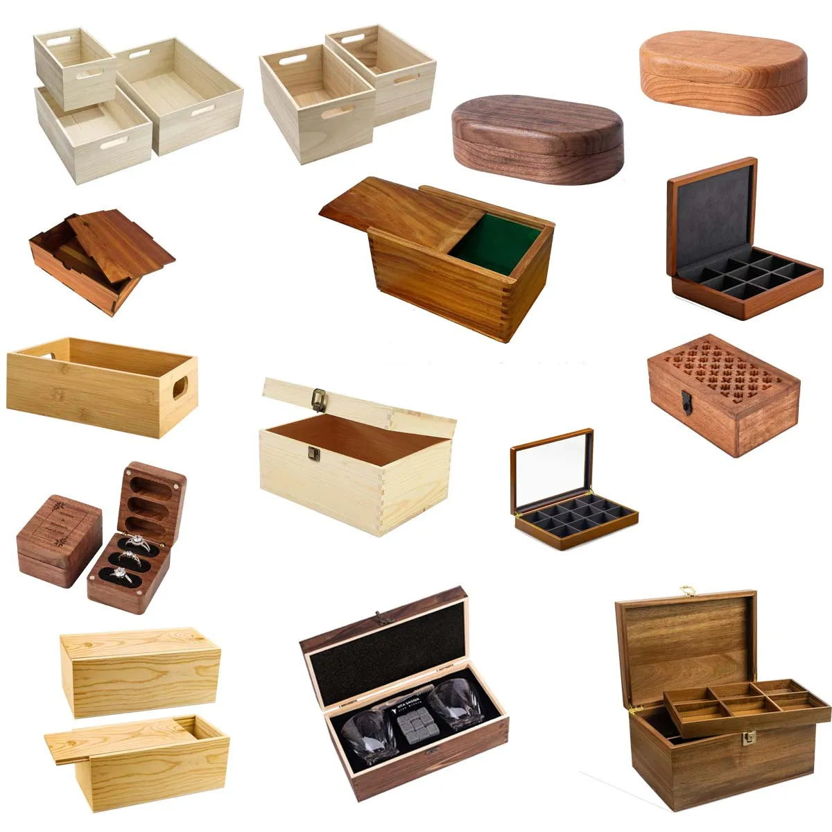 Hot Sale Unfinished Wooden Box for Wood Crafts Keepsakes Wall Signs