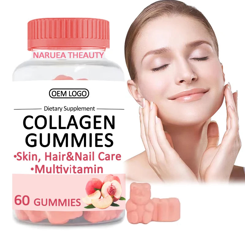 Private Label Collagen Gummies With Biotin Vitamin C for Beauty Women Hair/Nail/Skin Healthy Collagen Gummies