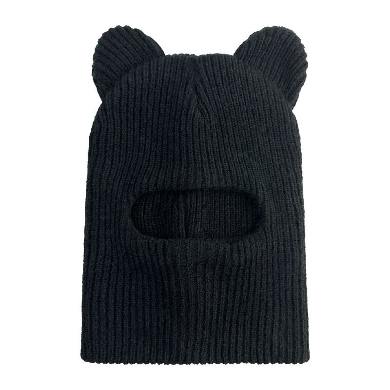 Manufacturer Custom Sports Fishing Daily Skull Ski Mask with One Hole Embroidered Thick Spandex Bear Ear Knit Balaclava