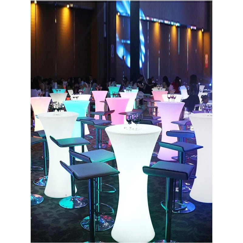 Modern Outdoor Garden Furniture Set LED Luminous Dice Seat Light up Club Bar Chair Plastic Table Party Illuminated for Event