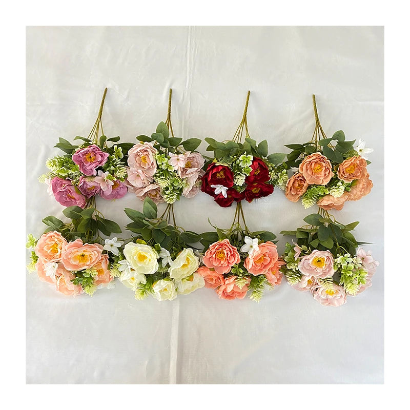 Home Decoration High Quality Cheap Plastic Factory Wholesale Flowers 7 Happy Peony
