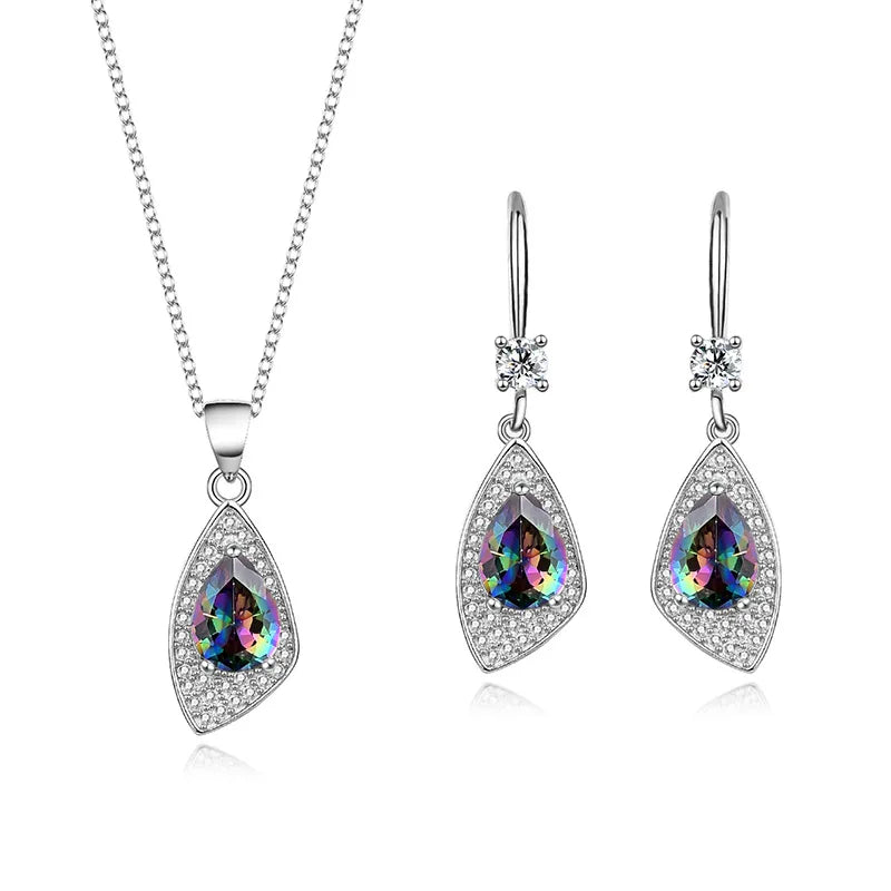 Original Design 925 Sterling Silver CZ Diamond Jewelry Set Women Trendy Zircon Necklaces Earrings Set for Mother Gifts