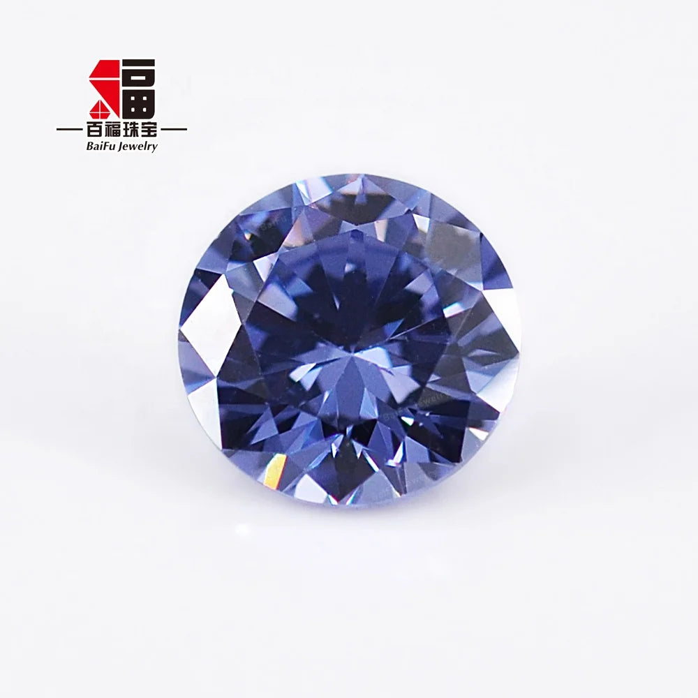 Baifu 4A 5A Round Brilliant CutCubic Zirconia Light Tanzanite Color Loose Gemstone 1.0-3.0mm for Jewelry Making