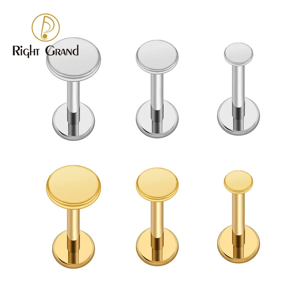 ASTM F136 Titanium Flat Disc Stud Earring Piercing 16G Round Disc Cartilage Helix Tragus Earlobe Nose Stud Jewelry