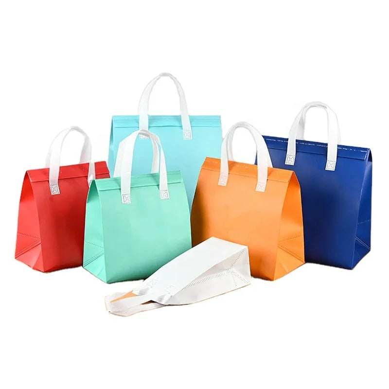 Wholesale Disposable Nonwoven Aluminum Fast Food Insulation Bag Takeout Beverage Packaging Catering Cake Carrying for Milk
