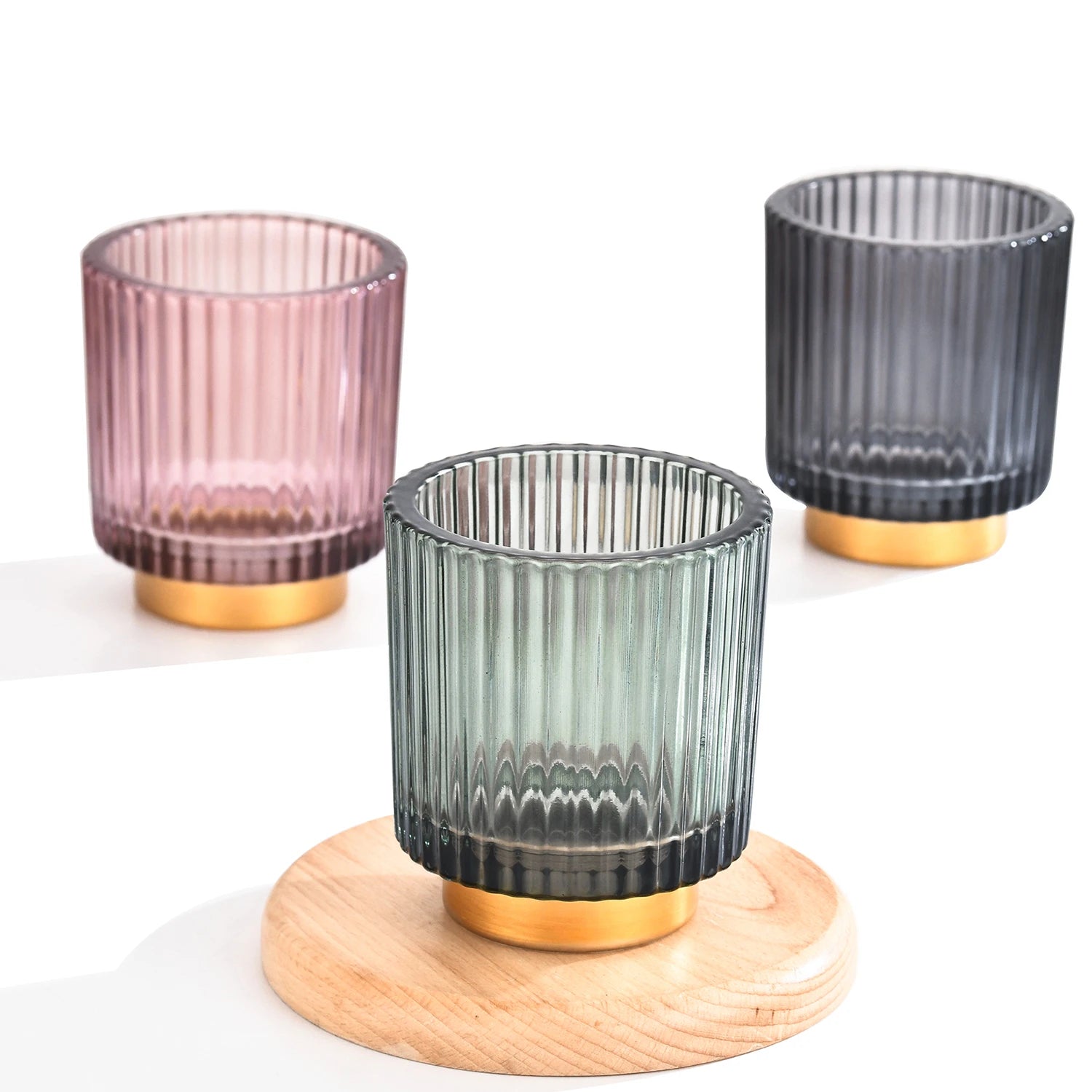 Best Price Stripe 14oz Luxury Candle Jar Nordic Wind Glass Jar Glass Tumblers for Candles