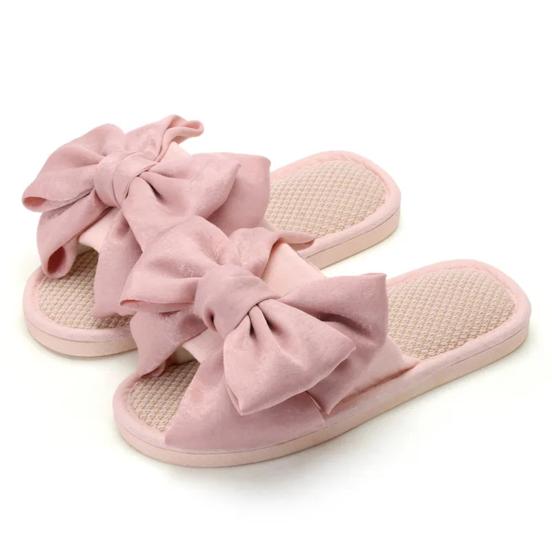 2024 Newest Design Fashion Lady Silk Bow Tie Lady Girl Summer slippers