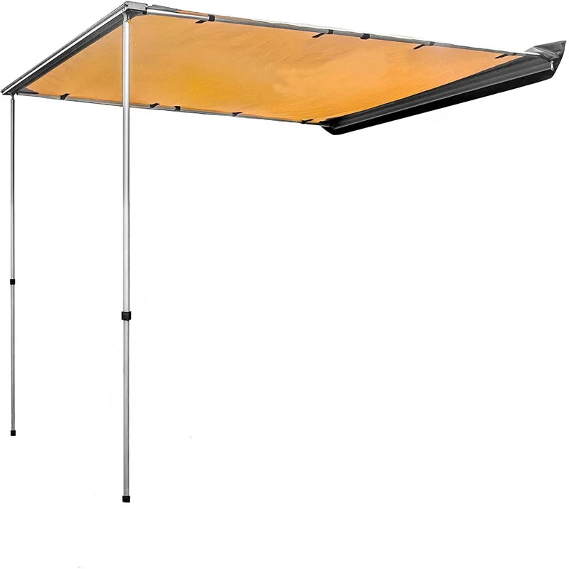 8.2x8.2ft Retractable Car Side Awning PU3000mm Vehicle Sun Shelter with Pull-Out Roof Rack for Camping Outdoor Sun Coverage