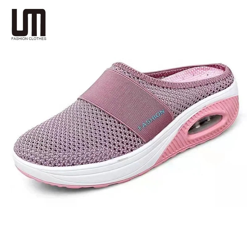 Liu Ming Hot Selling Fashion Summer Women Casual Breathable Mesh Knitting Platform Wedges Heel Shoes