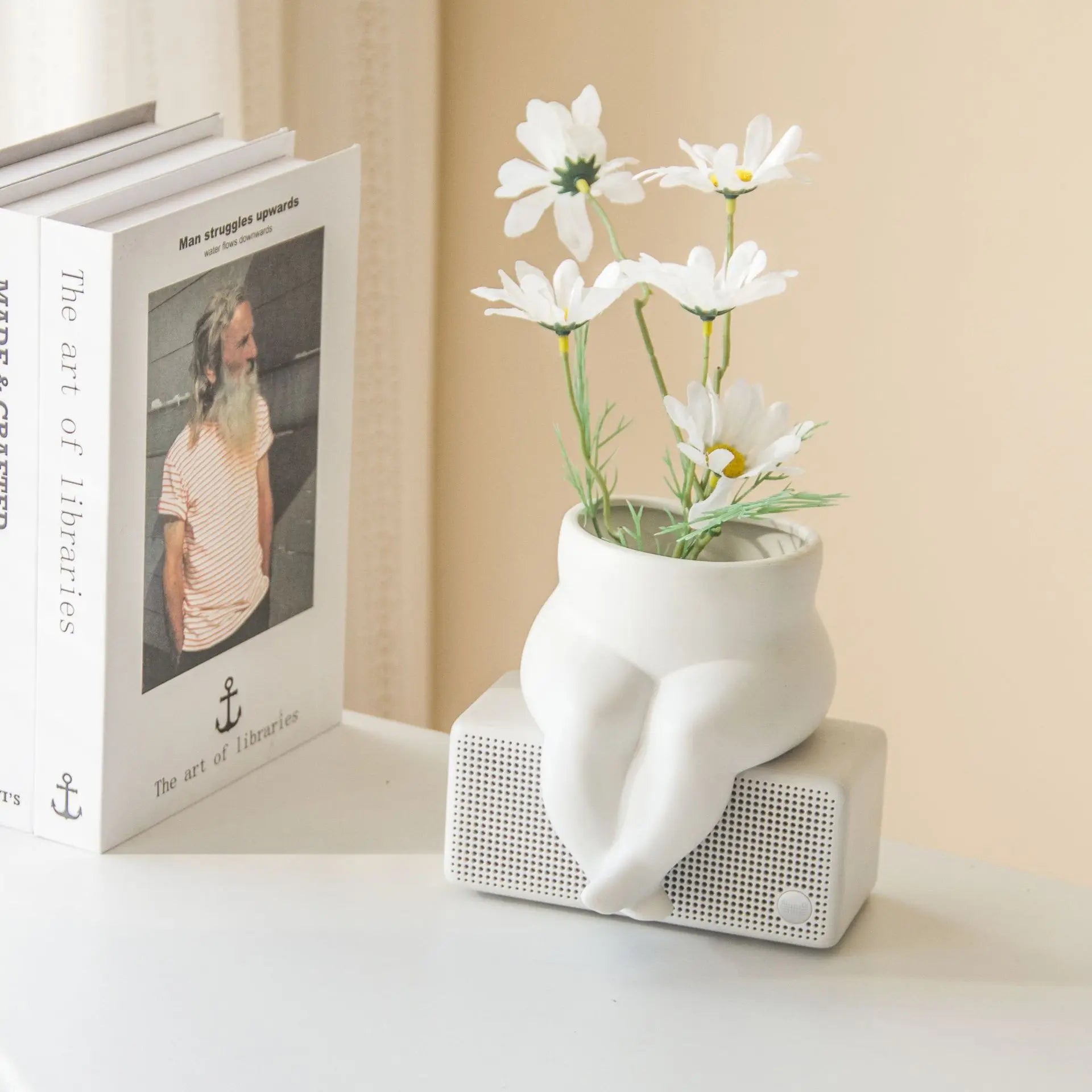 Art Deco Modern Creative Design Multi-Function Tabletop Hydroponic Porcelain Ceramic Flower Vase Home Decoration White