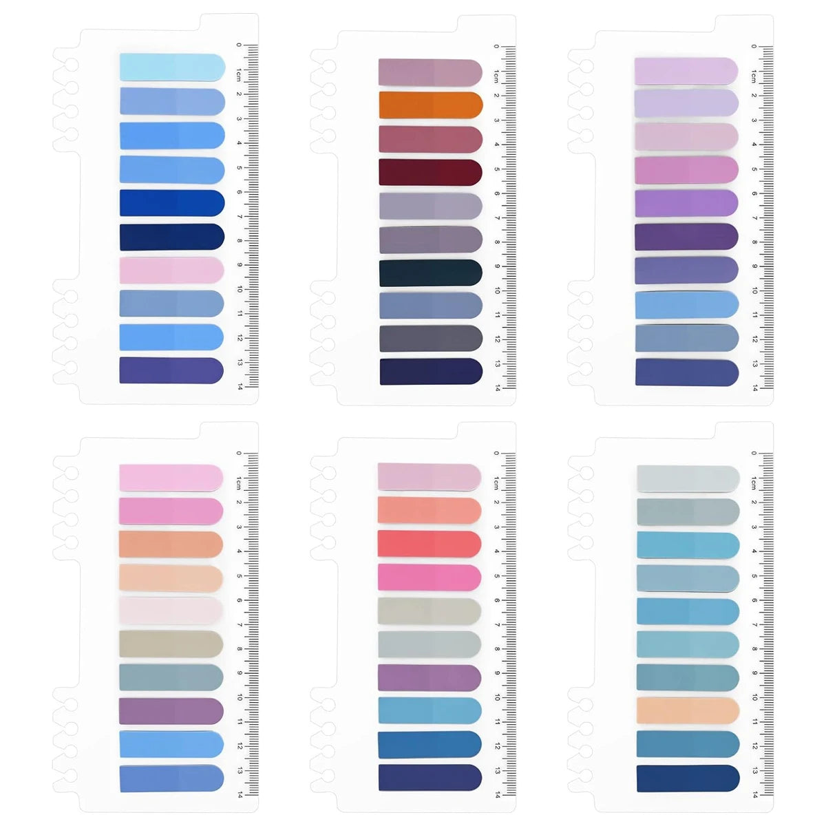 6 Pcs Self-Adhesive Transparent Sticky Tabs Pastel Color Page Markers for Books and Files Color Index Ruler Sticky Notes Flag