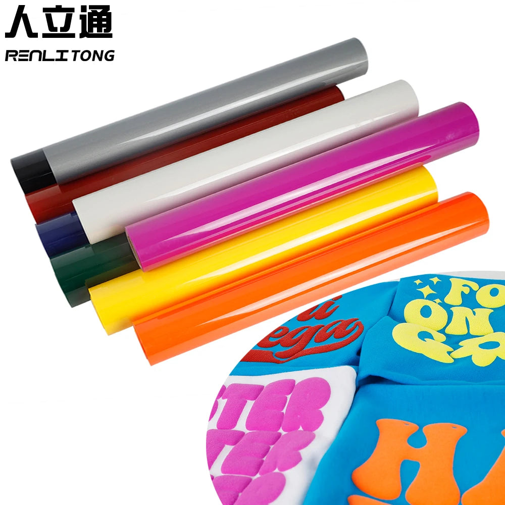 3D Puff  Htv Heat Transfer Vinyl  PU Adhesive Vinyl Roll   Original Factory Suppliers Printed