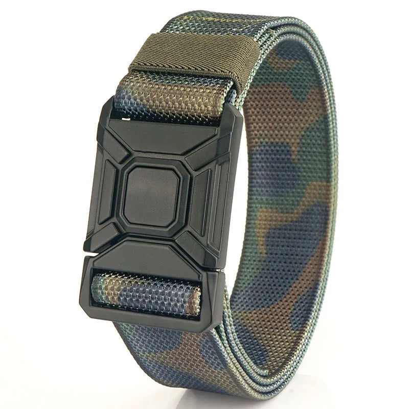 2025 New Custom Quick Release Aluminum Metal Buckle Woven Webbing Fabric Nylon Canvas Tactic Belt Without Holes