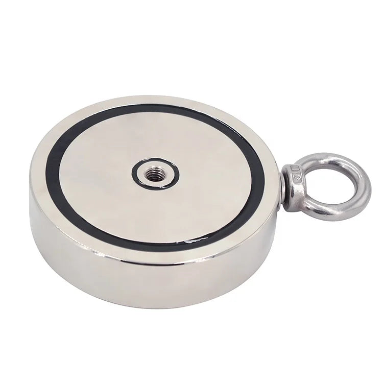 Super Strong Double Side Ring Round Neodymium Eyebolt Salvage Fishing Magnet 600KG 1322LBS D136mm Ndfeb Magnet Industrial Mag