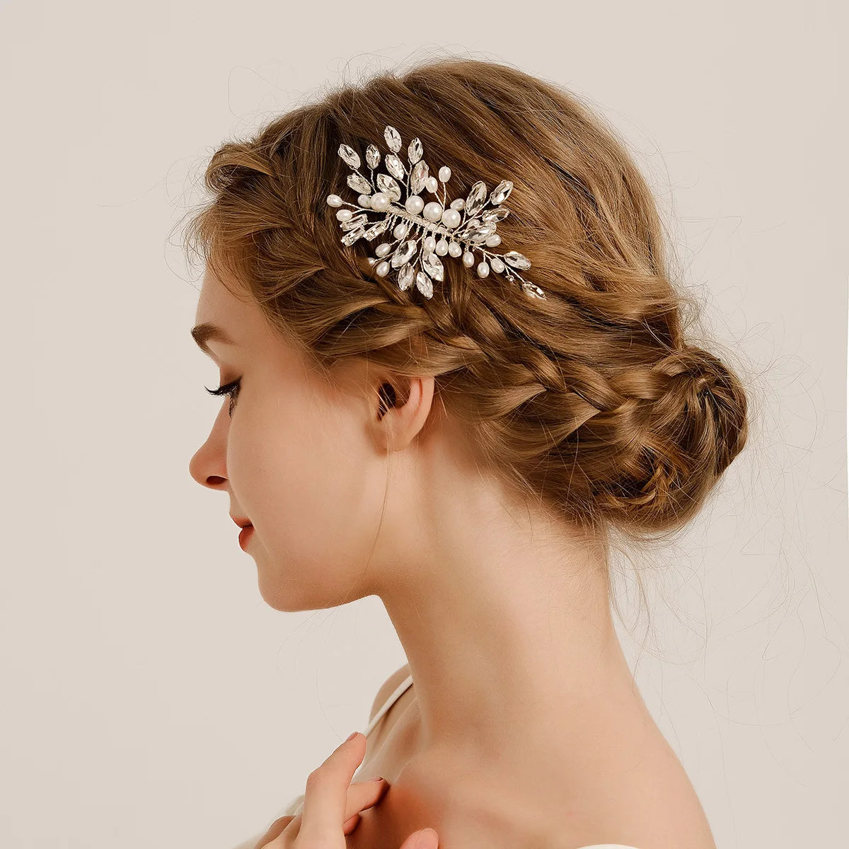 Wedding Hair Comb Pearl Bride Headpieces Rhinestone Bridal Hair Jewelry Side Hair Accessories for Women and Girls