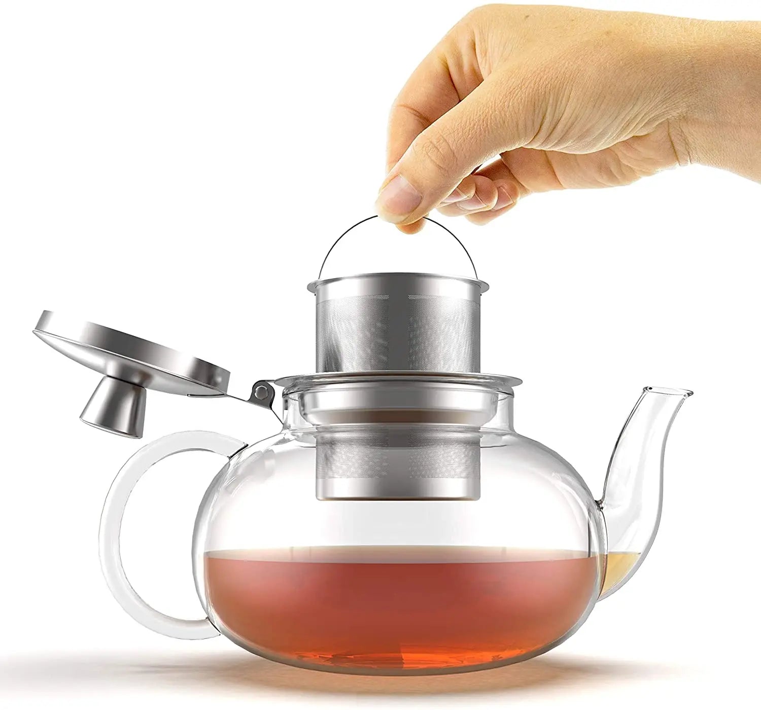Wholesale Handmade 1000ml High Borosilicate Glass Gongfu Tea Infuser Pot Vintage Style Flower Tea Maker Kettle With Filter