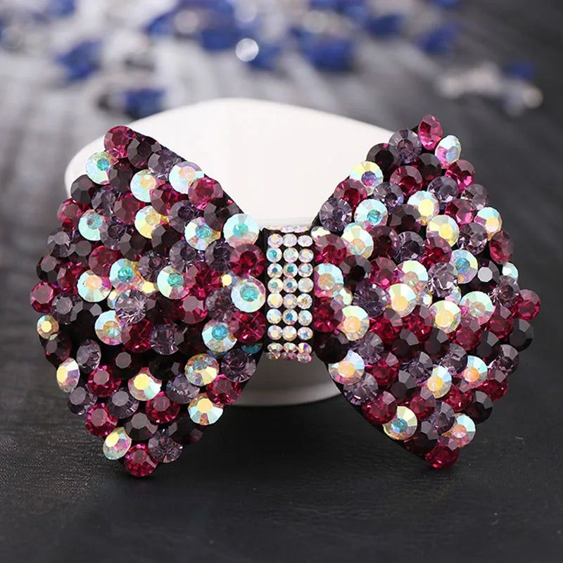 HX-308 Fashion Wholesale Crystal Rhinestone Bow Clip Crystal Back Head Spring Clip