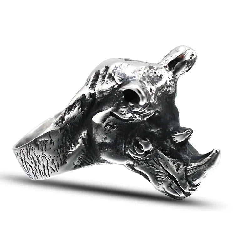 YK Personalized Vintage Stainless Steel Ring Delicate rare Animal Bull Head Men's Stainless Steel Ring Wholesale