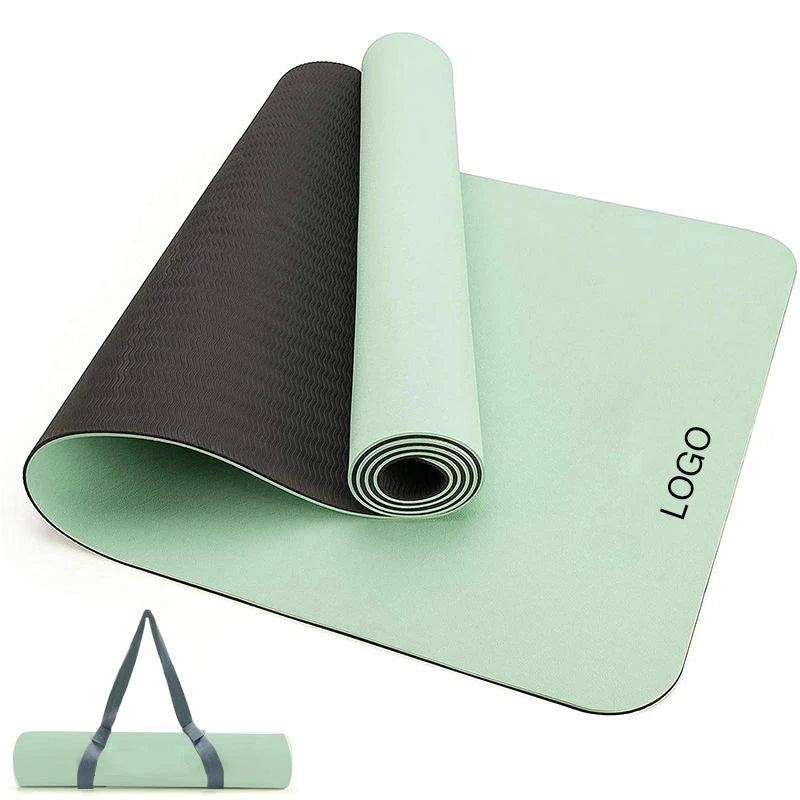 Dropshipping Eco-Friendly Double Layer 6mm TPE Yoga Mat Custom Logo UV Print Anti-Slip Gym Sport Yogamatt Custom Logo UV Prin
