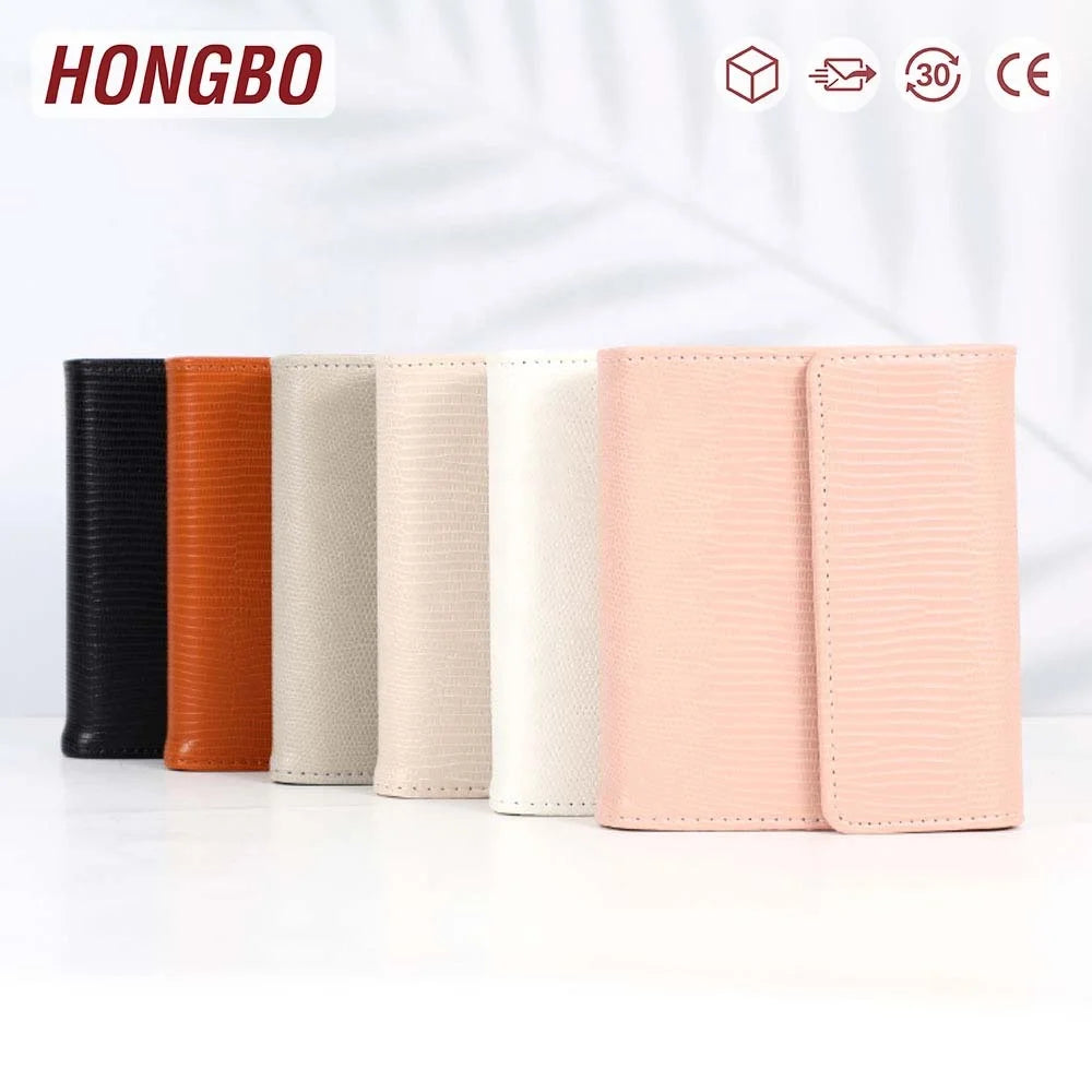Hongbo Best Seller A7 Lizard Leather Planner Binder 6 Gold Ring Fly Leaf Blade Refillable Money Organizer Folder Bag Filing