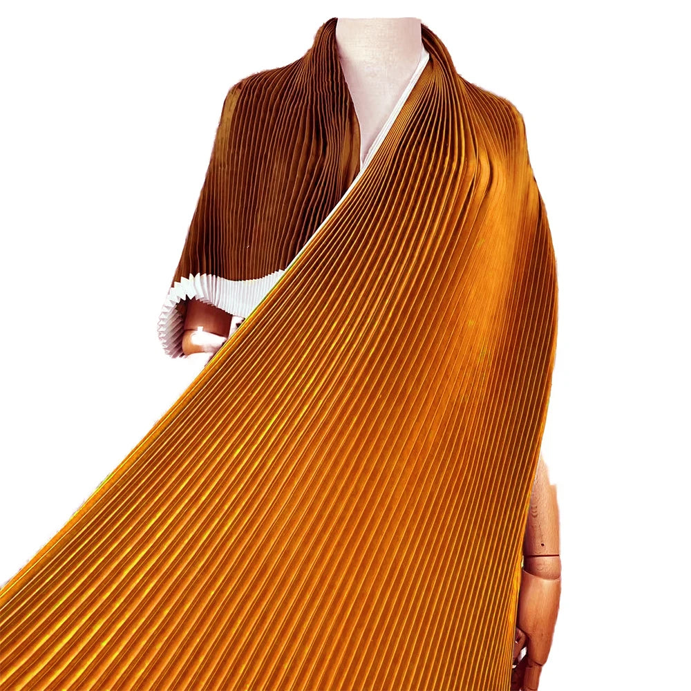 YX651-2 Nigerian Stylish 100% Polyester Satin Woven Fabric Pleated Women's Fashion Dresses Skirts Satin Pleated Fabric