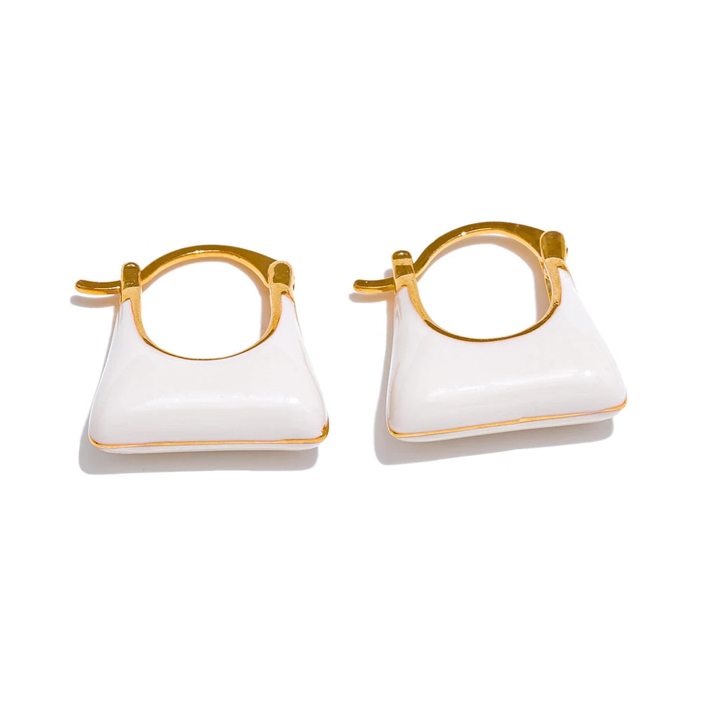 JINYOU 3461 White Red Enamel Geometry Stud Earrings Women 316L Stainless Steel Exquisite Fashion Daily Waterproof Jewelry 202